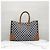 Céline Borsa Cabas Orizzontale in Tessuto Ricamato Blu Navy - vista 3