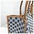 Céline Borsa Cabas Orizzontale in Tessuto Ricamato Blu Navy - vista 7