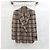 Gucci Embroidered Pattern Brown Check Double-Breasted Jacket - view 6