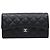 Chanel Cartera larga Classic Flap Snap Caviar Black Silver Tone