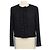 Prada Crop-Jacke aus schwarzem Tweed mit Rüschenbesatz