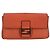 Fendi Borsa a tracolla Micro Baguette in pelle arancione con catena