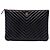 Chanel Black Medium CC Chevron Lambskin O Case Clutch