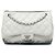 Chanel White Large Quilted Lambskin Blizzard Zip Top Flap