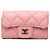 Chanel Pink CC gesteppter Lammleder Kartenetui mit Klappe