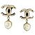 Chanel Orecchini Logo CC in perle e cubic zirconia dorati