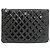Chanel Clutch Medium Series in vernice nera con decorazione charm e logo argento