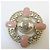 Chanel Spilla logo rotonda con perle dorate - vista 5