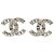 Chanel Große Crystal Silver Logo-Ohrringe