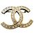 Chanel Spilla in cristallo con logo CC dorato