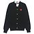 Comme Des Garcons Wollener V-Ausschnitt-Cardigan mit rotem Herz-Logo