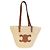 Céline Celine Panier Tote Medium Supple in vitello tan e rafia - vista 3