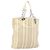 Christian Dior Chain Tote Bag Leather Beige Silver