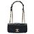 Chanel Black Small CC Quilted Lambskin and Tweed Chain Flap