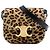 Céline Celine Mini Borsa a Tracolla Triomphe in Velluto con Stampa Leopardata Marrone