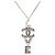 Collana a doppia catena Chanel Silver CC in ottone e strass con pendente Love - vista 2