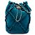 Borsa bucket Chanel Blue CC in camoscio con frange e coulisse