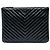 Chanel Black Medium Chevron Crinkled Patent O Case Clutch