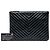 Chanel Black Medium Chevron Crinkled Patent O Case Clutch - vista 6