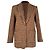 Sandro Houndstooth Check Tailored Blazer in Brown Wool