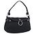 Salvatore Ferragamo Gancini Shoulder Bag Canvas Black Silver