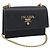 PRADA Chain Shoulder Bag Safiano Leather Black Gold