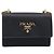 PRADA Chain Shoulder Bag Safiano Leather Black Gold - vista 13