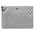 Chanel Clutch Matelassé Caviar Silver CC Logo Large Series