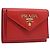 PRADA Trifold Wallet Leather Red Gold Tone Auth 212128M - Jerrillo