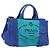 PRADA Canapa PM Hand Bag Canvas 2way Blue Gold Tone Auth ep17081 - Jerrillo