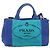 PRADA Canapa PM Hand Bag Canvas 2way Blue Gold Tone Auth ep17081 - Jerrillo - vista 13