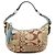 Coach Bolsa de ombro patchwork em python Beige Blue 3680