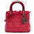 Borsa Lady Dior Medium in tweed rosso con frange e strass