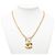 Collana con pendente matelassé Chanel CC placcato oro - vista 6