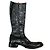 Céline Botas altas de cuero negro estampado cocodrilo