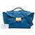 Borsa Satchel Prada Blue Vitello Daino Sound Lock - vista 6