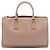 Prada Borsa Tote Galleria Double Zip Frame Medium in Saffiano Marrone