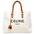 Céline Celine Cabas Tote Horizontal aus weißem Canvas mit Logo-Print