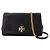Carteira de corrente acolchoada Tory Burch preta de couro