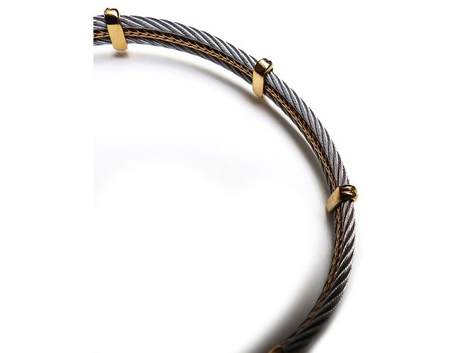 Bracelet Tressé Charles Jourdan Plaque Or & Argent – Style Vintage Années 80 (Ajustable)