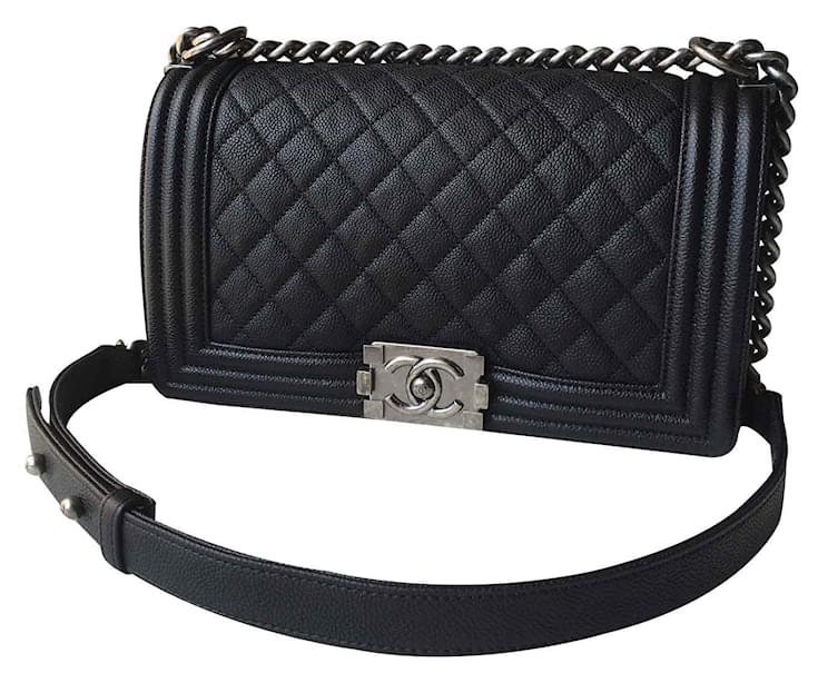 Chanel Caviar Boy Black Leather ref.21192 - Joli Closet