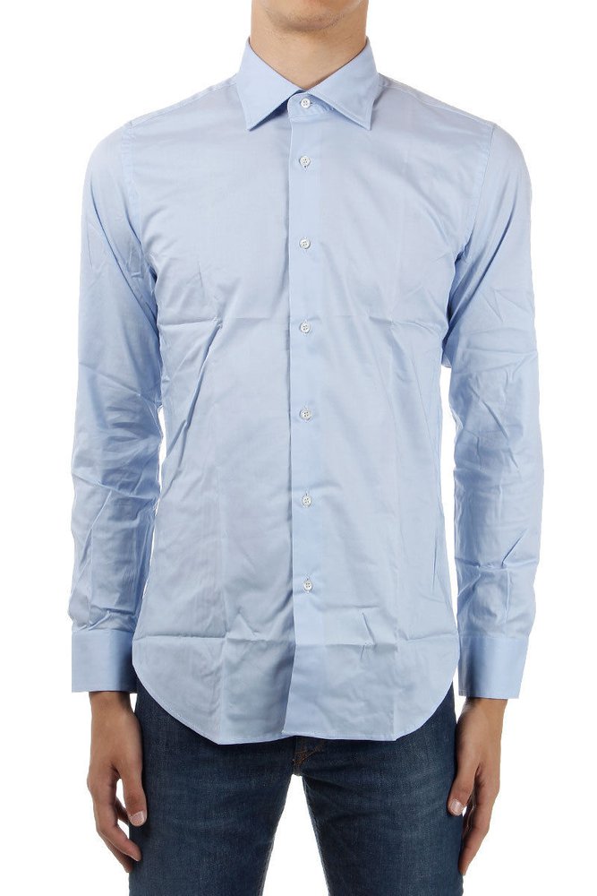 Emanuel Ungaro Ungaro brand new men's light blue stretch shirt Cotton ...