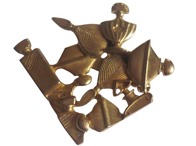 Broche Vintage Guerlain - Dix Flacons Parfum En Métal Doré - Occasion Très Bon état
