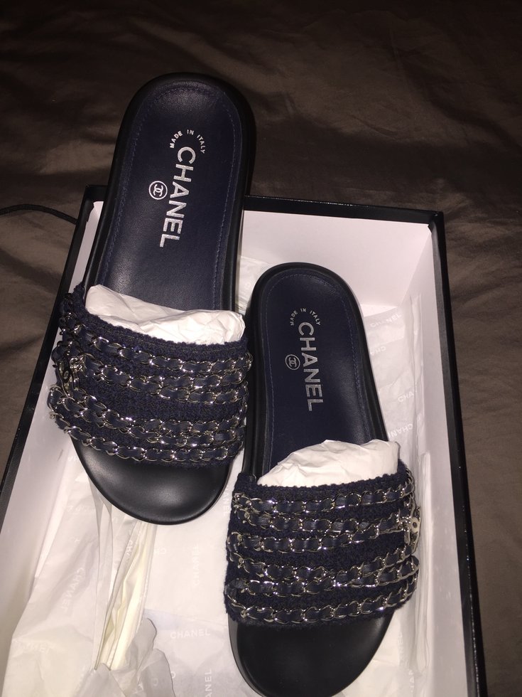 Chanel Sandals Blue Leather ref.31448 - Joli Closet