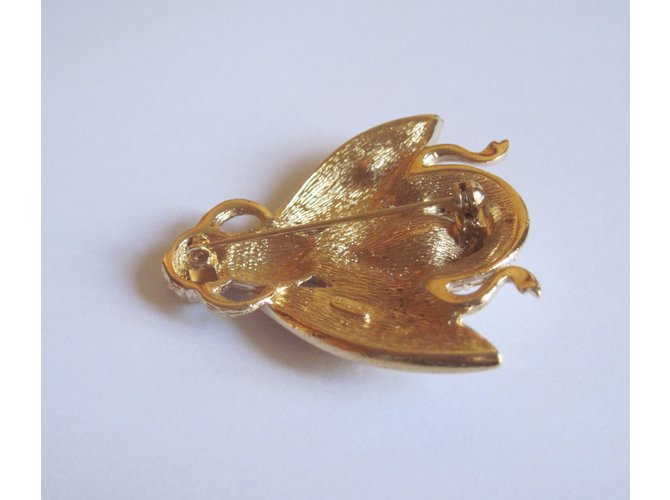Broche vintage abeille métal doré et strass - Montres & Bijoux