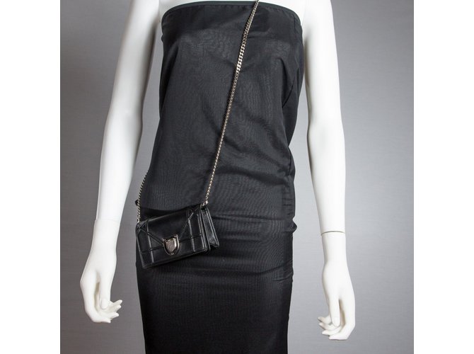 Christian Dior Diorama Mini Crossbody Bag Black Leather ref.37153