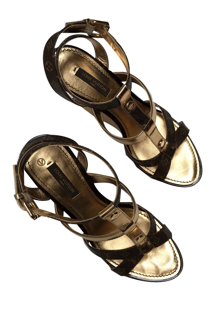 Louis Vuitton Sandals Ebony Leather ref.42628 - Joli Closet