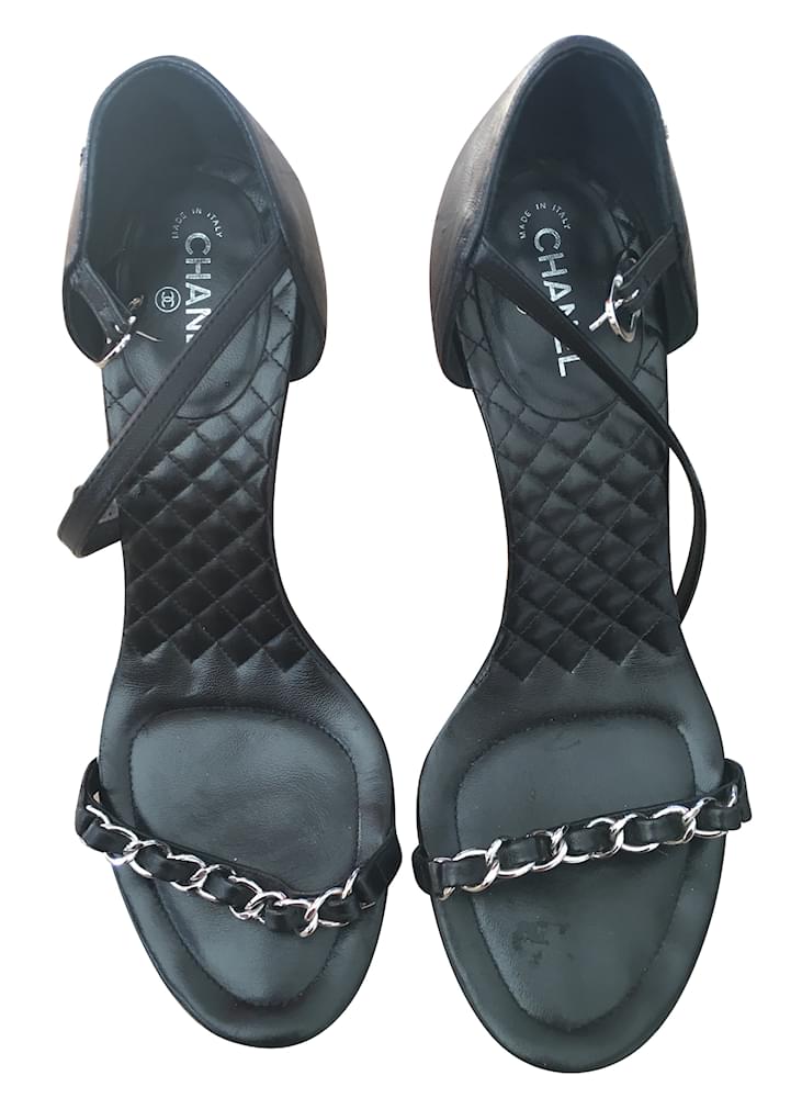 Chanel Sandals Black Leather ref.43090 - Joli Closet