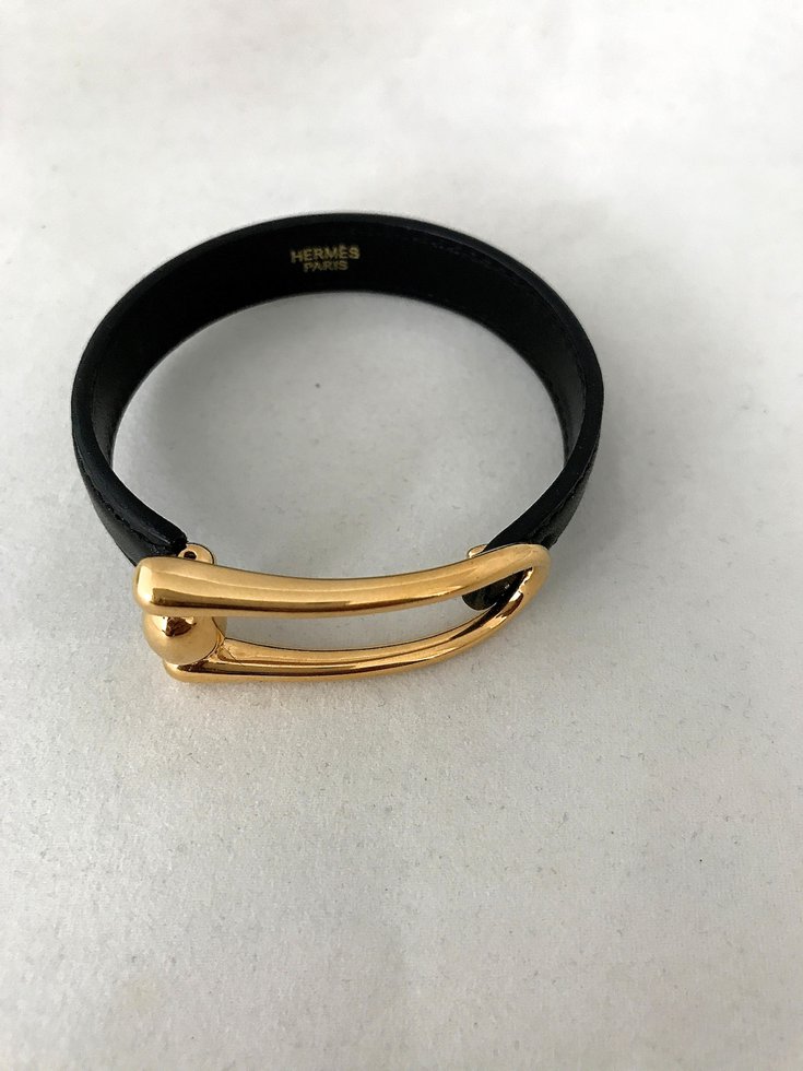 Hermès Bracelet Black Leather ref.45914 - Joli Closet