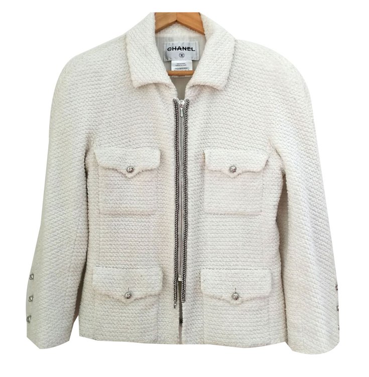 Chanel jacket White Cotton Polyester ref.48251 - Joli Closet